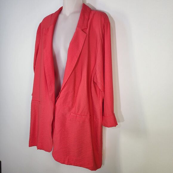 Maurice's Blazer Women Size XL Textured One Button 3/4 Cuffed Sleeve Faux Pocket - Picture 4 of 11